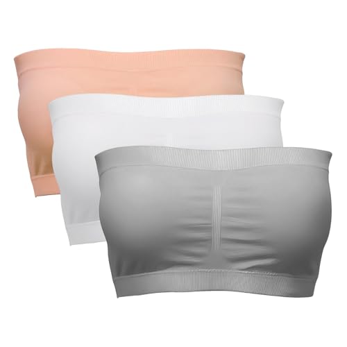 Alleen Damen Trägerloser BH Gepolster Atmungsaktiv Stretch Bra BH Ohne Träger Nahtlos Bandeau Top (Mehrfarbig3, L) von Alleen