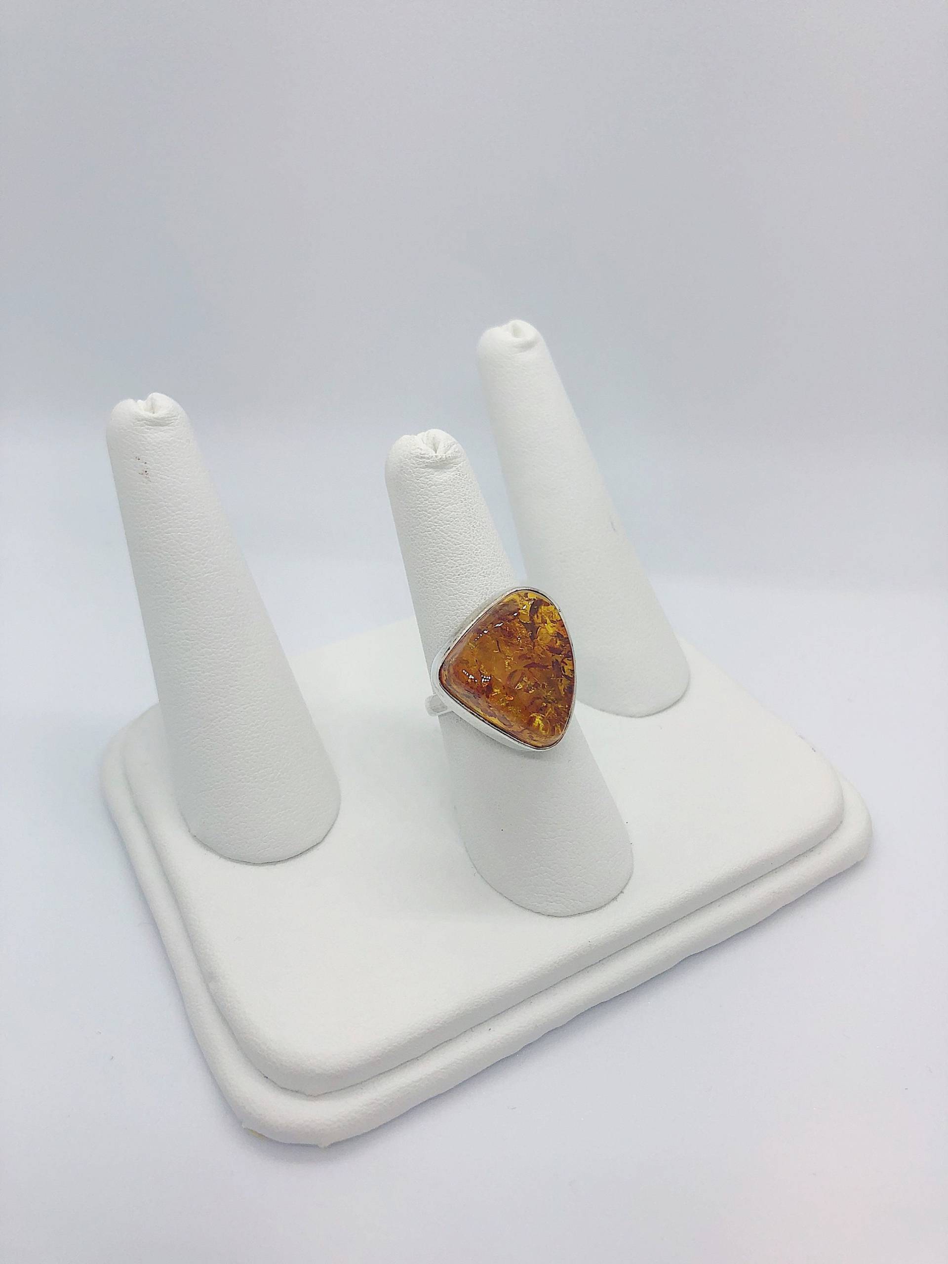 Bernstein Und Sterling Silber Dreieck Ring von AlleghenyDiamondMine