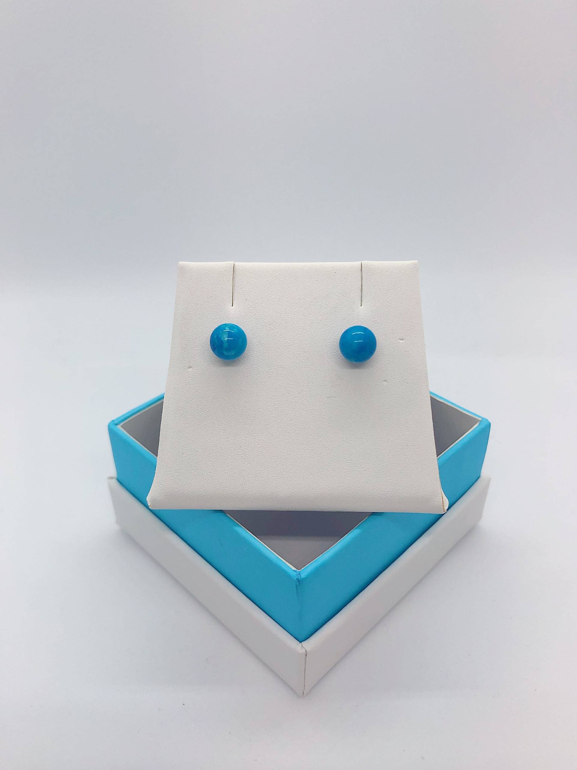 Custom 14Kt-Wg Runde Türkis Ohrstecker von AlleghenyDiamondMine