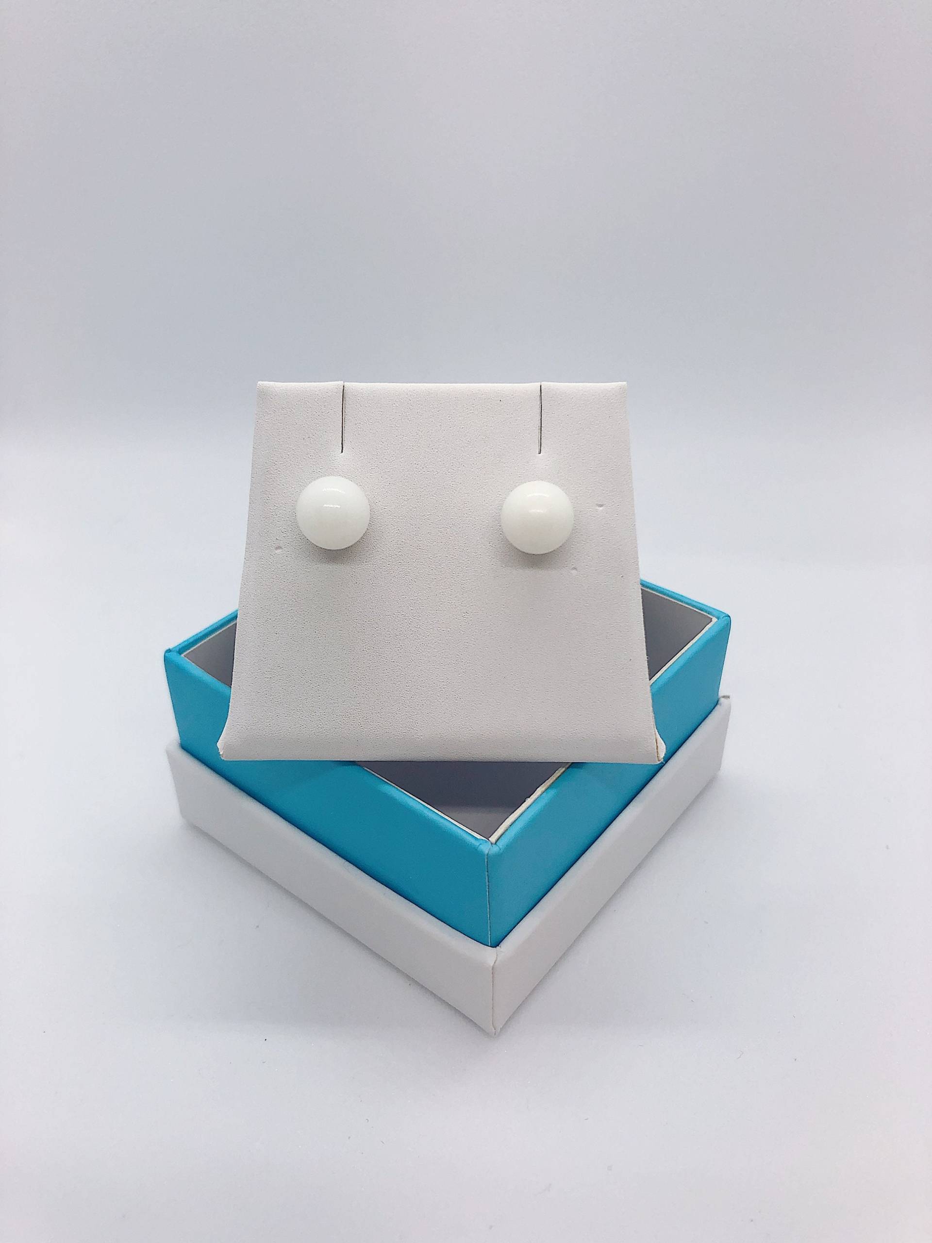 Custom 14Kt-Wg Weiße Achat Edelstein Ohrstecker von AlleghenyDiamondMine