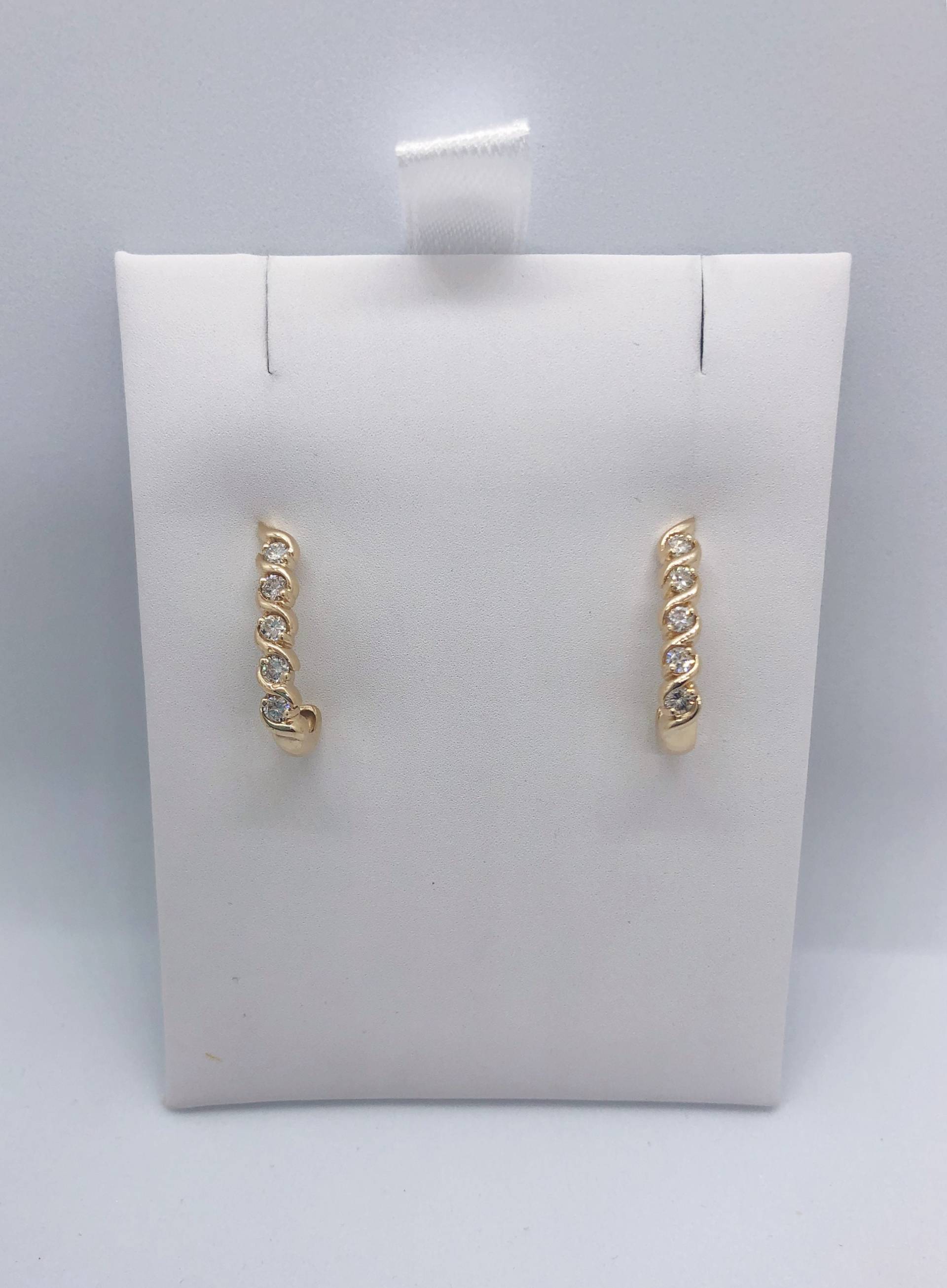 Custom 14Kt-Yg Diamant J Haken Ohrringe von AlleghenyDiamondMine