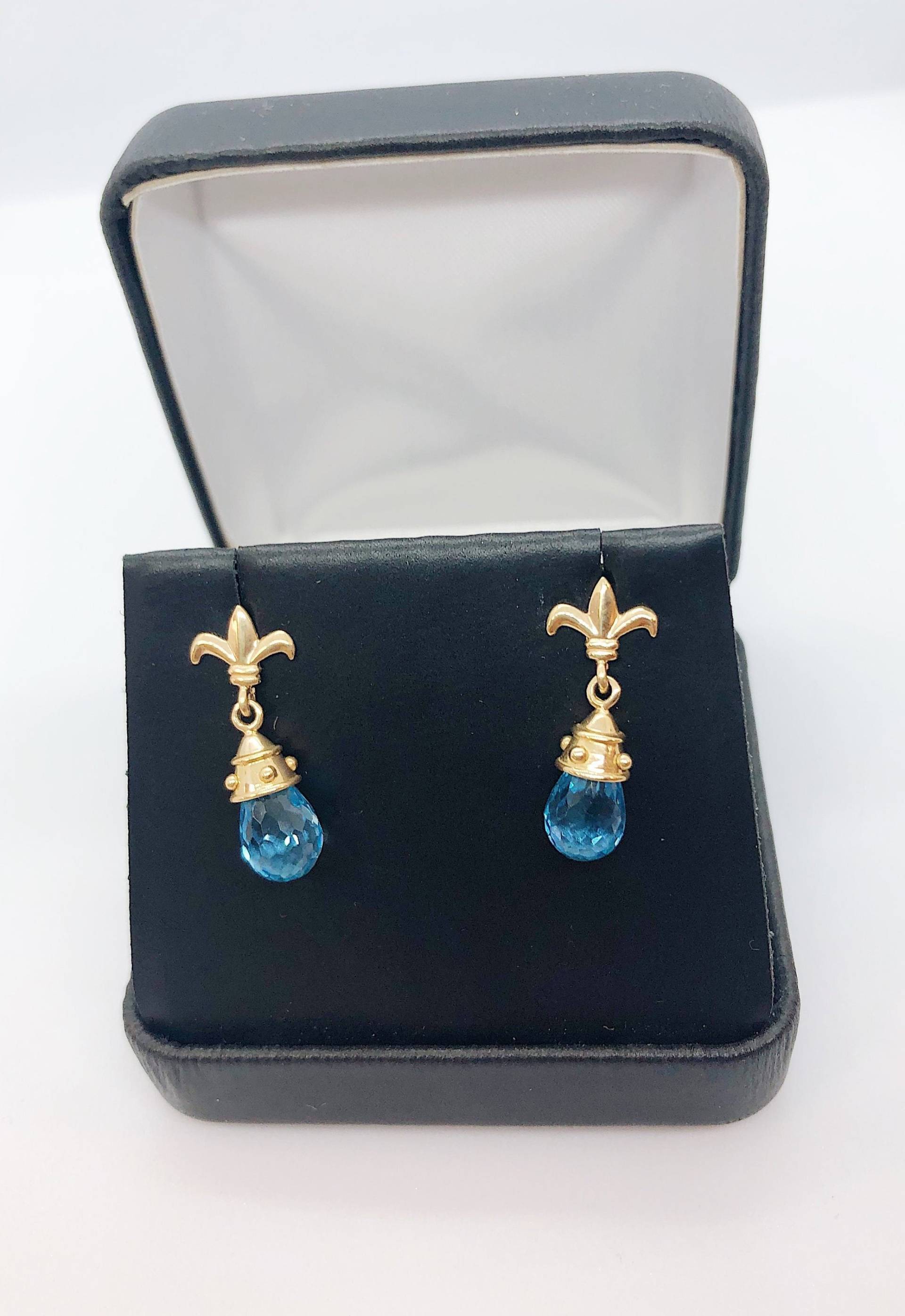 Custom - Blaue Topas Briolette Ohrringe von AlleghenyDiamondMine