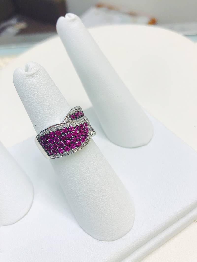 Custom - Damen 14K Pink Saphir & Diamant Ring Custom - Damen 14K Pink Saphir & Diamant Ring von AlleghenyDiamondMine