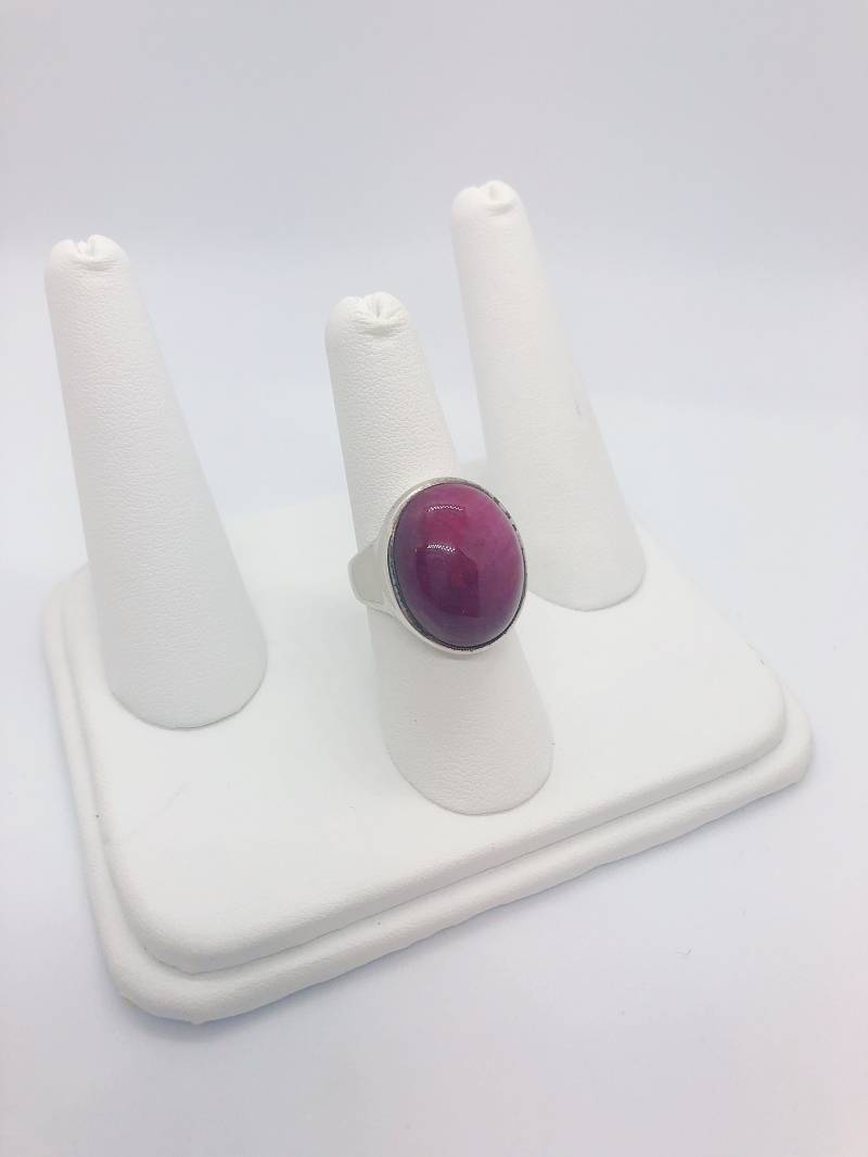 Custom - Damen 925 Sterling Silber Und Rubin Cabochon Bezzle Set Wid Ring von AlleghenyDiamondMine