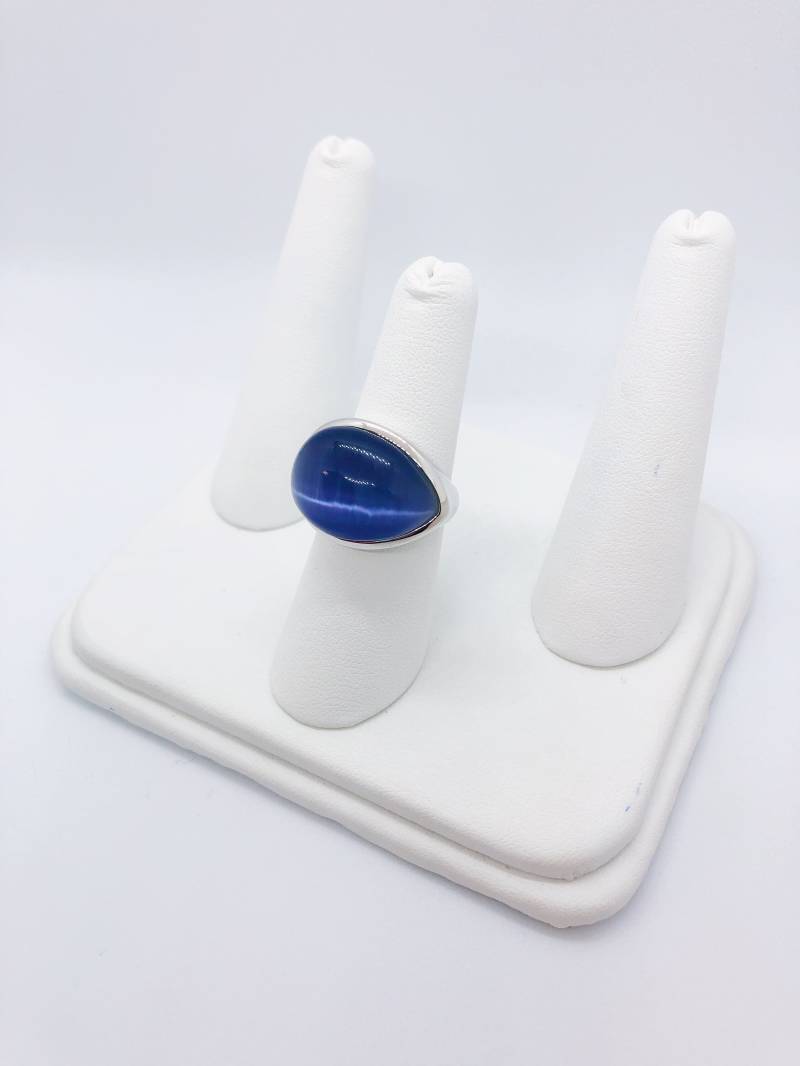 Custom Dunkelblaues Katzenauge/925 Sterling Silber Ring von AlleghenyDiamondMine