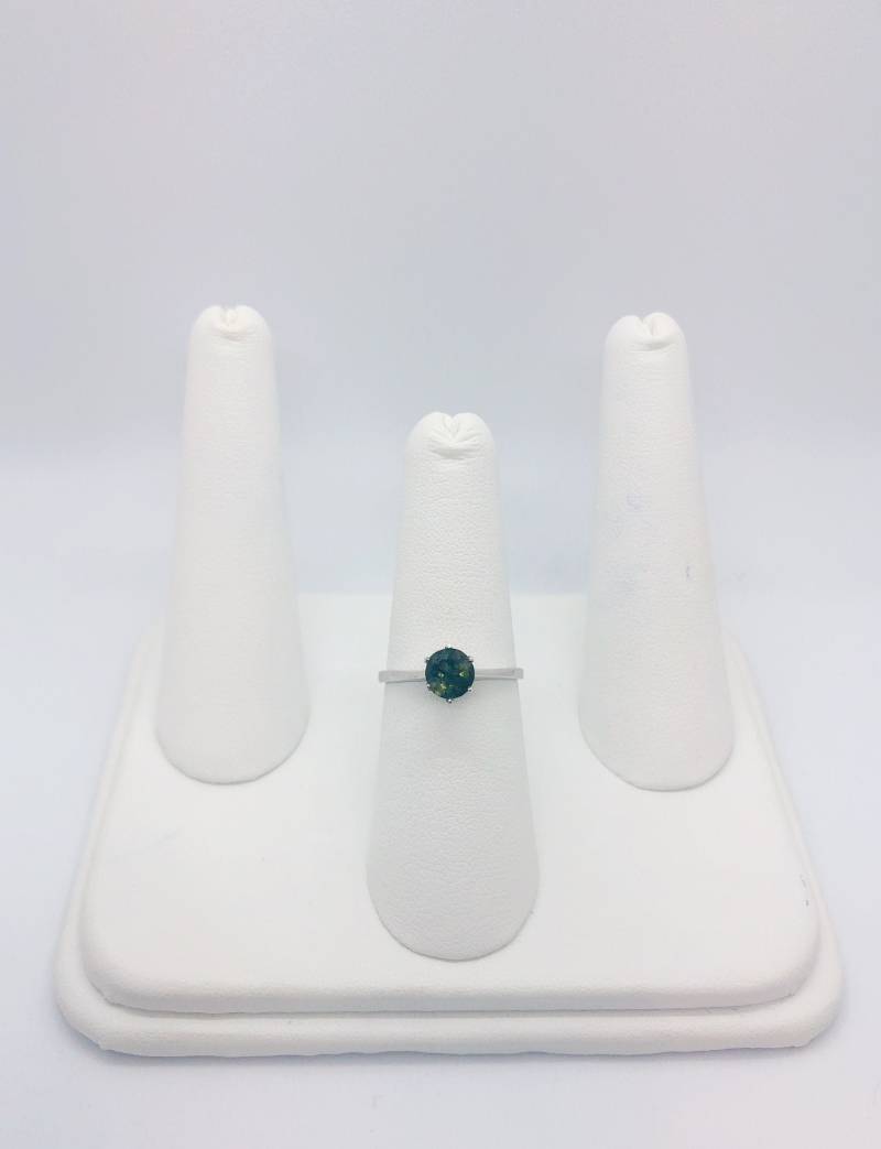 Custom Grüner Turmalin Solitare Sterling Silber Ring von AlleghenyDiamondMine