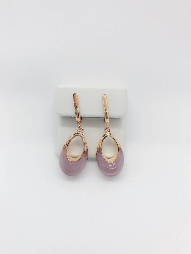 Custom Lila & Pink Rhodium Creolen Hängeohrringe von AlleghenyDiamondMine