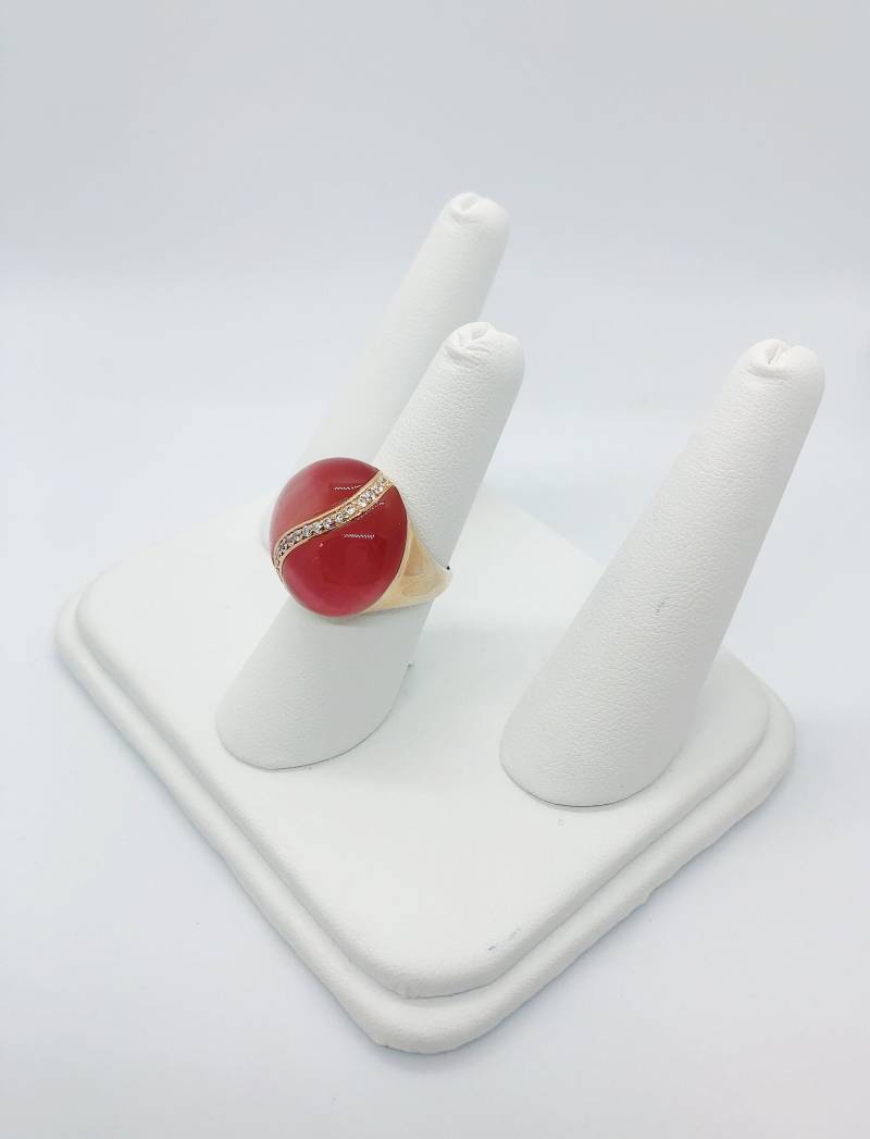 Custom Pink Rhodium Katzenauge Ring von AlleghenyDiamondMine