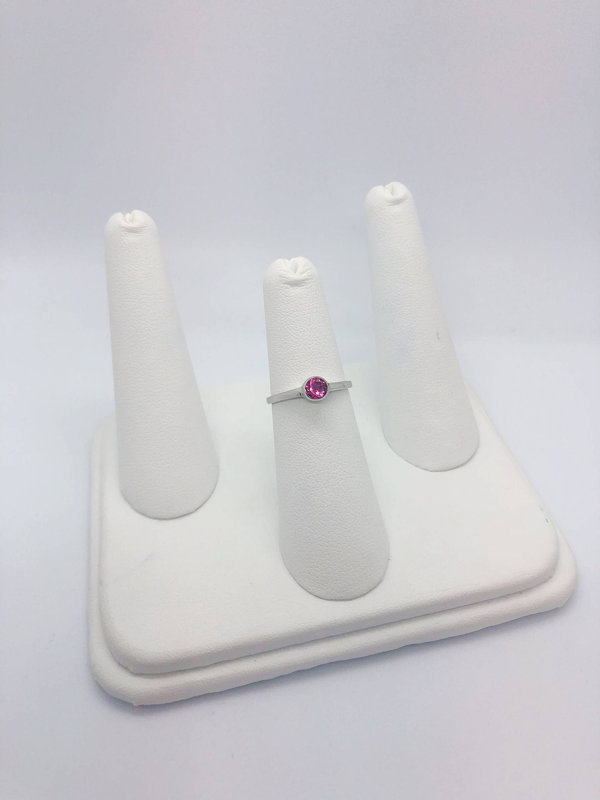 Custom Pink Turmalin Solitare Ring Aus 925 Sterling Silber 1/4 Karat Rund Brillant von AlleghenyDiamondMine
