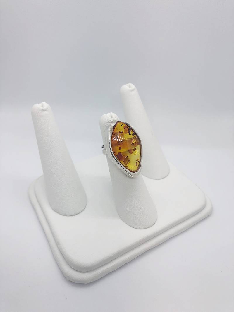 Großer Damen Bernstein & Sterling Silber Statement Ring Großer Damen Bernstein & Sterling Silber Statement Ring von AlleghenyDiamondMine