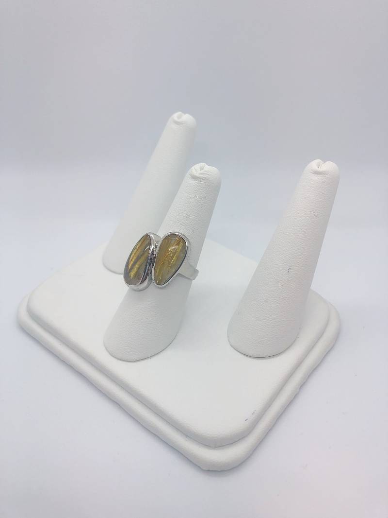 Handgefertigt Damen Gold Rutilquarz Modering in 925 Sterling Silber von AlleghenyDiamondMine