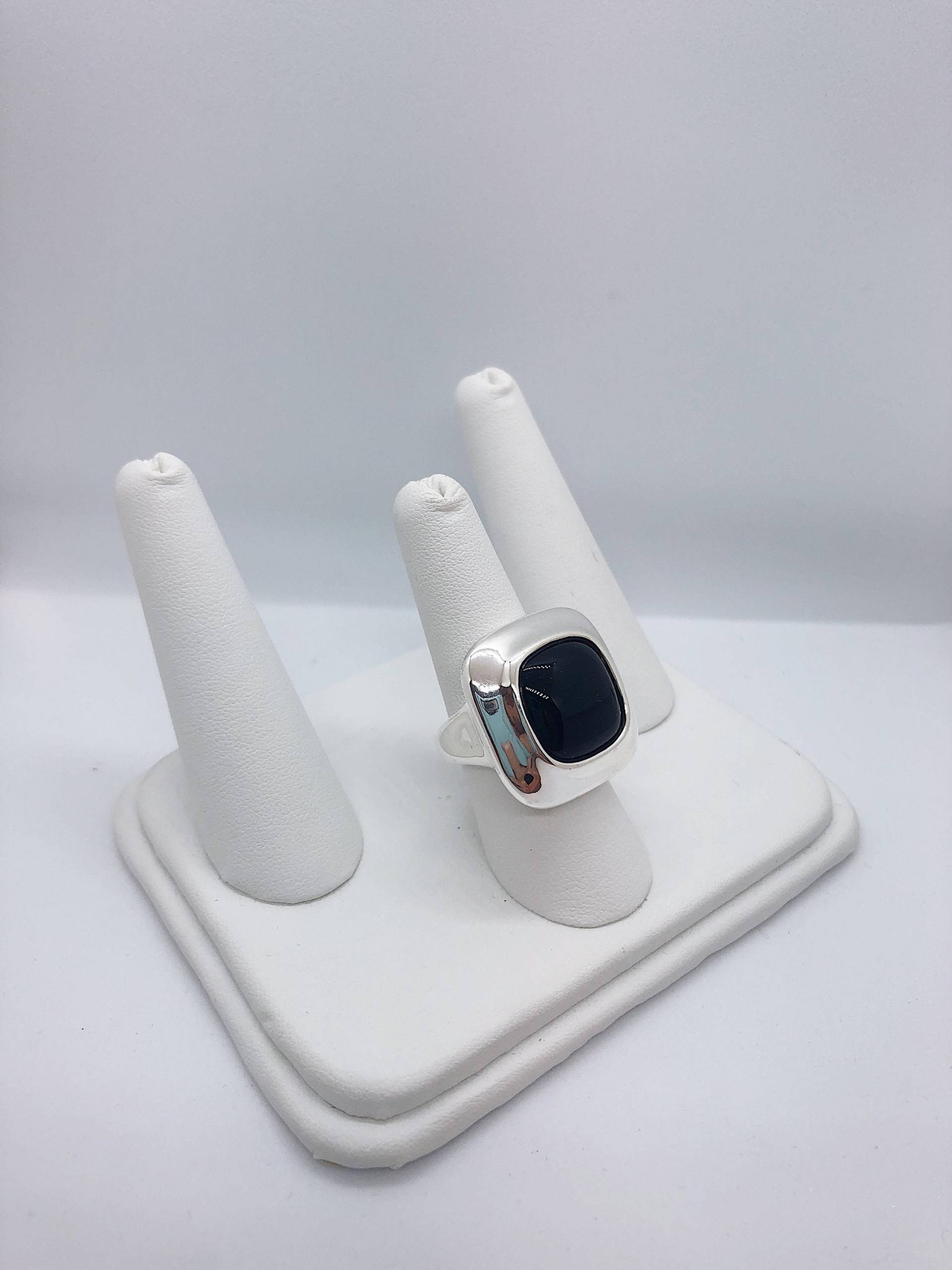 Rechteckiger Onyx Und Sterling Silber Ring von AlleghenyDiamondMine