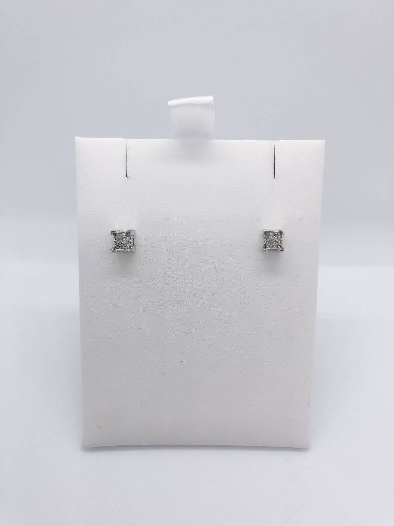 Unsichtbares Set Prinzessin Cut Diamond Stud Ohrringe von AlleghenyDiamondMine