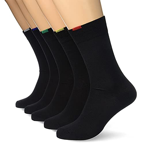 Allegorly 5 Paar Unisex Sportsocken Cush Crew Sportsocke Socken Herren Damen 43-46 39-42 Schwarz Warme Sportsocken Unisex Business Lange mit Baum Wolle Haltbarkeit für Sport Freizeit von Allegorly