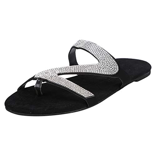 Allegorly Damen Sandalen Sommer Lässige Flache Schuhe Flat Heel Elegant Römersandalen Pantoletten Peep Toe Flip Flop Schuhe Strandsandalen Flache Plattform Pantoletten Anti Rutsch Sandalen von Allegorly