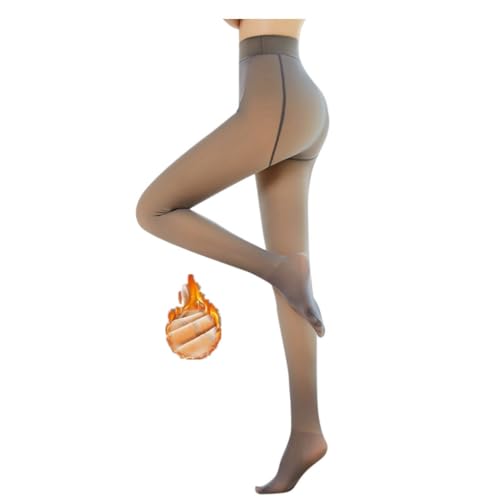 Allegorly Strumpfhose Damen Thermostrumpfhosen Leggings Fake Durchscheinende Wärme Verdickte Fleece Pantyhose Damen Strumpfhosen Plüschstrümpfe (Coffee-220G, Einheitsgröße) von Allegorly