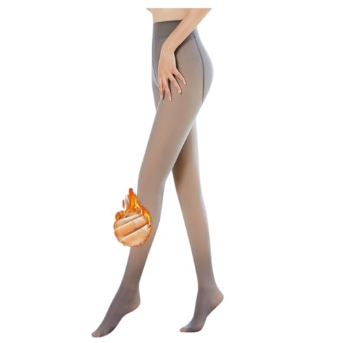 Allegorly Strumpfhose Damen Thermostrumpfhosen Leggings Fake Durchscheinende Wärme Verdickte Fleece Pantyhose Damen Strumpfhosen Plüschstrümpfe (Grey-320G, Einheitsgröße) von Allegorly