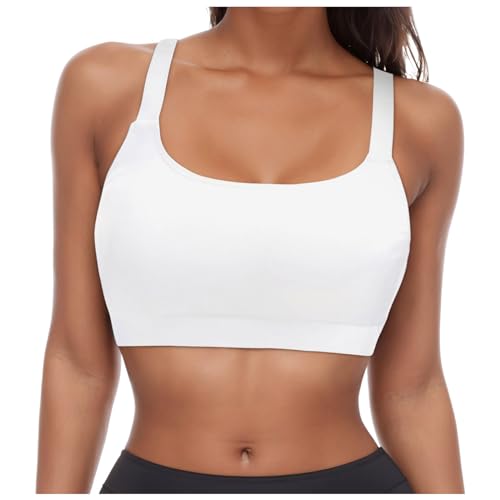 Damen Bikini Oberteil Große Brüste Push Up Bikini Top Ausschnitt Wickeloptik Sport Bra Badeanzug Top Rückenfrei Swimsuit Bra Bralette Breite Träger Bikini Top (White-2, XXL) von Allegorly