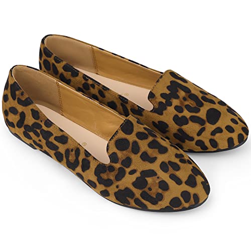 Allegra K Ballerinas mit runder Zehenpartie für Damen Leopard 37.5 von Allegra K