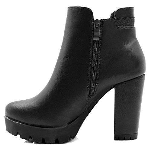 Allegra K Chunky High Heel Plateau-Reißverschluss-Chelsea-Stiefel für Damen Schwarz 38 von Allegra K