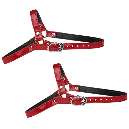 Allegra K Damen 2 Paar abnehmbare Schuhriemen Bänder verstellbare rutschfeste Schuhriemen Gürtel mit Schnalle für Fersen Glänzendes Rot 20.5cm von Allegra K