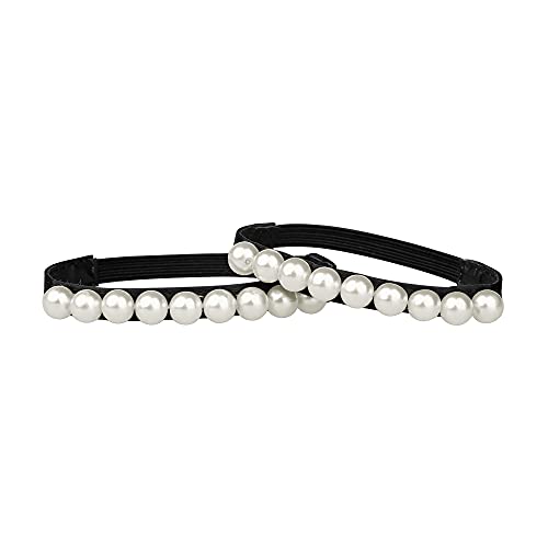 Allegra K Damen 2 Paare Perlen Schnürsenkel Elastisch Abnehmbar Schuhriemen für Absätze Weiß schwarz M von Allegra K