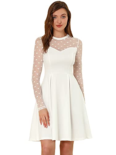 Allegra K Damen A Linie Durchsichtig Herz Muster Mesh Minikleid Kleid Weiß S von Allegra K