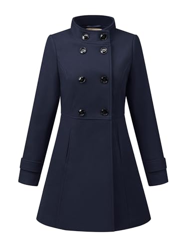 Allegra K Damen A Linie Stehkragen Knopfleiste Trenchcoat Mantel Wintermantel Blau XXL Allegra K Damen A Linie Stehkragen Knopfleiste Trenchcoat Mantel Wintermantel Blau XXL von Allegra K