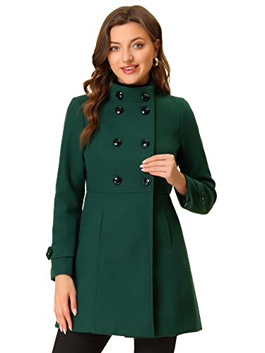 Allegra K Damen A Linie Stehkragen Knopfleiste Trenchcoat Mantel Wintermantel Grün L von Allegra K