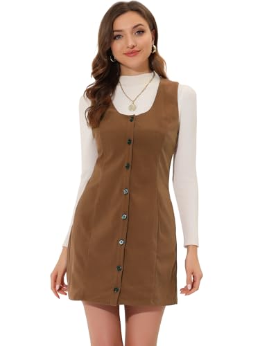 Allegra K Damen Ärmellos U-Ausschnitt Samt Knopfleiste Lässig Latzkleid Minikleid Kleid Braun XS Allegra K Damen Ärmellos U-Ausschnitt Samt Knopfleiste Lässig Latzkleid Minikleid Kleid Braun XS von Allegra K