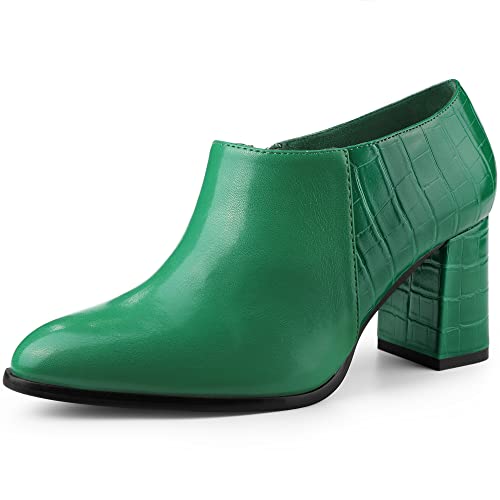 Allegra K Damen Absatz Stiefel Spitze Zehe Chunky Heels Knöchel Booties, Grün , 37.5 EU von Allegra K