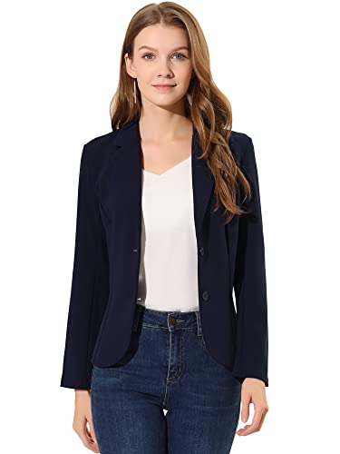 Allegra K Damen Arbeitsjacke Büro Reverskragen Stretch Jacke Anzug Blazer, Marineblau, 3XL von Allegra K