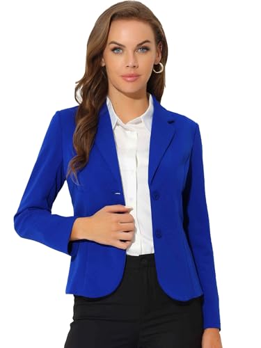 Allegra K Damen Arbeitsjacke Büro Reverskragen Stretch Jacke Anzug Blazer, Königsblau, S von Allegra K