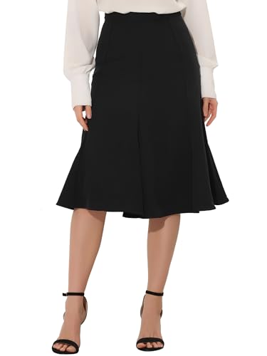 Allegra K Damen Ausgestellter A-Linie Elegante Reißverschluss Hoher Taille Midirock Schwarz M von Allegra K