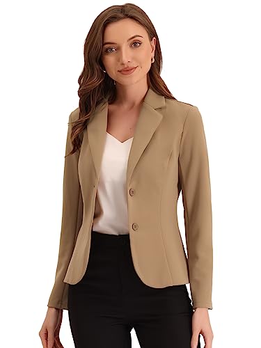 Allegra K Damen Blazer Elegant Langarm Reverskragen Knopfleiste Business Jacke Dunkel Khaki XS Allegra K Damen Blazer Elegant Langarm Reverskragen Knopfleiste Business Jacke Dunkel Khaki XS von Allegra K