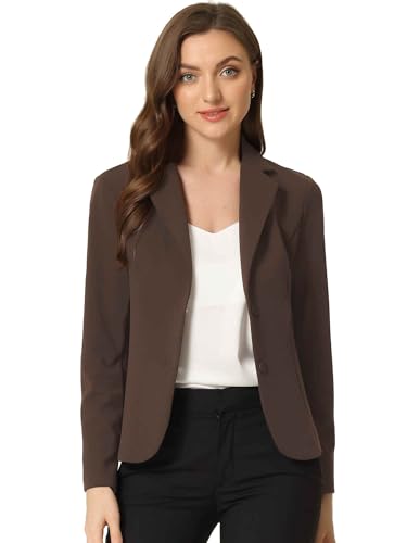 Allegra K Damen Blazer Elegant Langarm Reverskragen Knopfleiste Business Jacke Kaffee 3XL von Allegra K