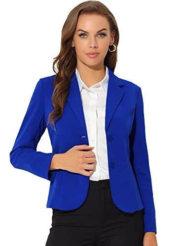 Allegra K Damen Blazer Elegant Langarm Reverskragen Knopfleiste Business Jacke König Blau XS von Allegra K
