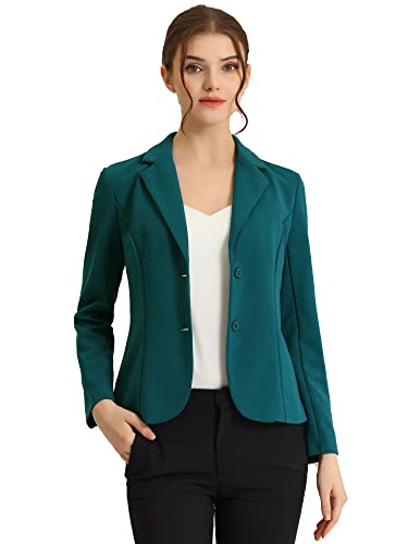 Allegra K Damen Blazer Elegant Langarm Reverskragen Knopfleiste Business Jacke Pfauenblau XS Allegra K Damen Blazer Elegant Langarm Reverskragen Knopfleiste Business Jacke Pfauenblau XS von Allegra K