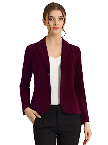 Allegra K Damen Blazer Elegant Langarm Reverskragen Knopfleiste Business Jacke Purpurrot S von Allegra K