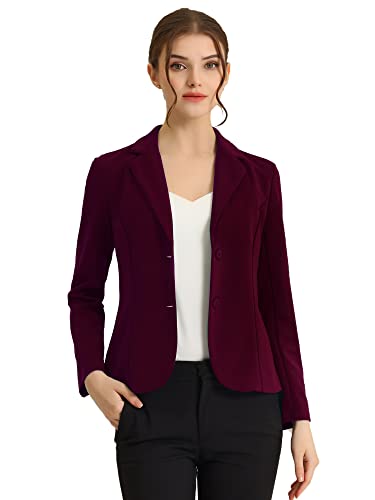 Allegra K Damen Blazer Elegant Langarm Reverskragen Knopfleiste Business Jacke Purpurrot XS von Allegra K