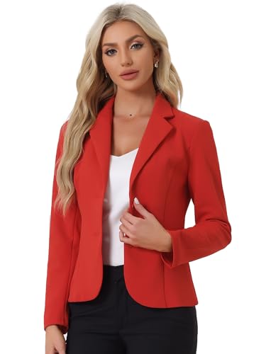 Allegra K Damen Blazer Elegant Langarm Reverskragen Knopfleiste Business Jacke Rote XS Allegra K Damen Blazer Elegant Langarm Reverskragen Knopfleiste Business Jacke Rote XS von Allegra K