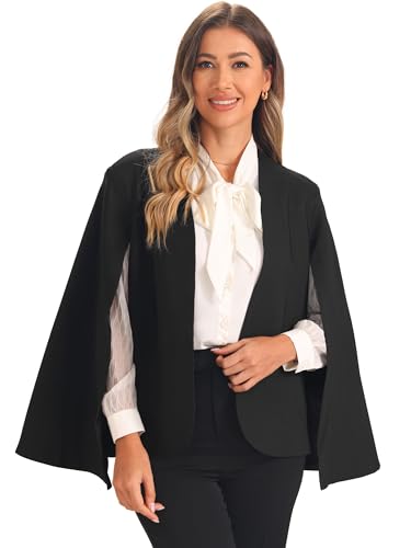 Allegra K Damen Cape Blazer Ärmeln Business Arbeit Offene Vorderseite Lässiger Jackenmantel Schwarz XL Allegra K Damen Cape Blazer Ärmeln Business Arbeit Offene Vorderseite Lässiger Jackenmantel Schwarz XL von Allegra K