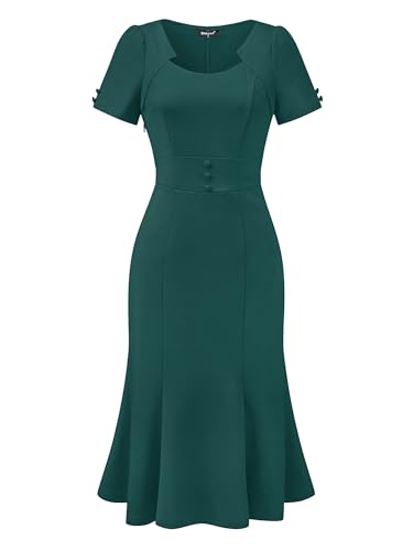 Allegra K Damen Bleistift Kleid, Business Elegant Cocktail Meerjungfrauen Etuikleid Grün XL von Allegra K