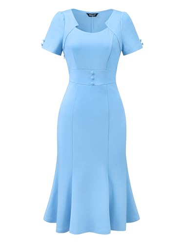 Allegra K Damen Bleistift Kleid, Business Elegant Cocktail Meerjungfrauen Etuikleid Hellblau L von Allegra K