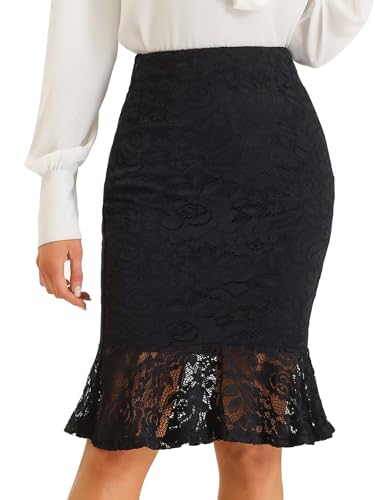 Allegra K Damen Bleistiftrock Eleganter Vintage Fischschwanz Stretch Spitzenrock Rock Schwarz S Allegra K Damen Bleistiftrock Eleganter Vintage Fischschwanz Stretch Spitzenrock Rock Schwarz S von Allegra K