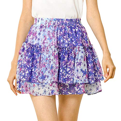 Allegra K Damen Blumenrock Sommer Hoher Taille A Linie Ruffle Layered Kurz Minirock Rock Lila XS Allegra K Damen Blumenrock Sommer Hoher Taille A Linie Ruffle Layered Kurz Minirock Rock Lila XS von Allegra K