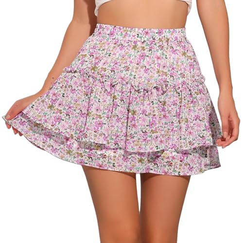 Allegra K Damen Blumenrock Sommer Hoher Taille A Linie Ruffle Layered Kurz Minirock Rock Weiß Rot L Allegra K Damen Blumenrock Sommer Hoher Taille A Linie Ruffle Layered Kurz Minirock Rock Weiß Rot L von Allegra K
