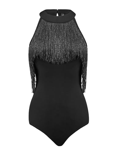 Allegra K Damen Body Fransenbesatz Ärmellos Figurbetont Neckholder Oberteil Party Top Jumpsuit Schwarz L Allegra K Damen Body Fransenbesatz Ärmellos Figurbetont Neckholder Oberteil Party Top Jumpsuit Schwarz L von Allegra K