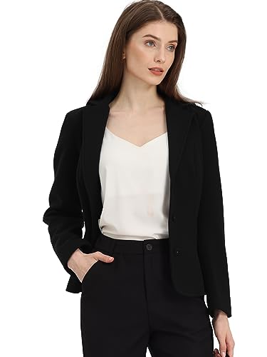 Allegra K Damen Büro Blazer Gekerbt Revers Langarm Elegant Arbeits Jacke Schwarz L von Allegra K