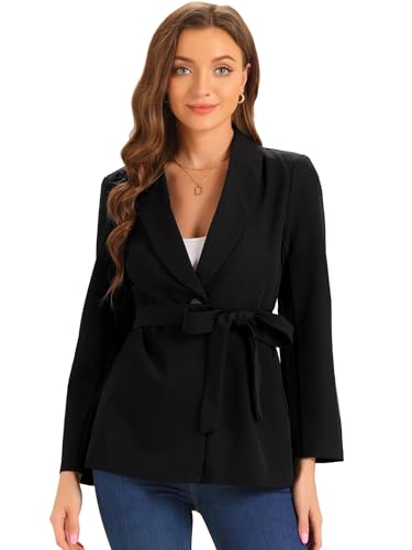 Allegra K Damen Business Elegant Blazer Schößchen Taillenbund Langarm Knopfleiste Die Arbeit Im Büro Schwarz M von Allegra K